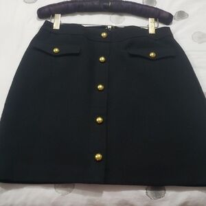 LOFT Elegant Black Mini Skirt with Gold Accents